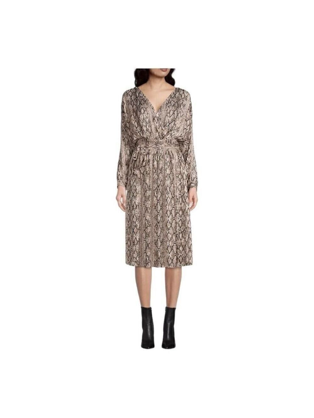 Brochu Walker Olivia Snake Print Blouson Midi Dress Size Medium